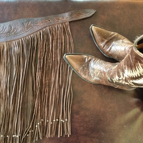 Leather Fringe & Bead Belt - Picture 3 of 8